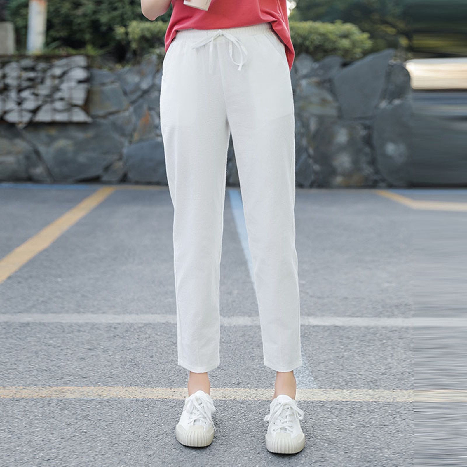 thumbnail image 1 of WILLBEST Pantalones Casuales para Mujer, Pantalones Palazzo de Cintura Alta de Verano para Mujer, Pantalones Largos de Pierna Ancha con Bolsillo para Un Uso Diario Cómodo y Elegante. Grande, 1 of 8